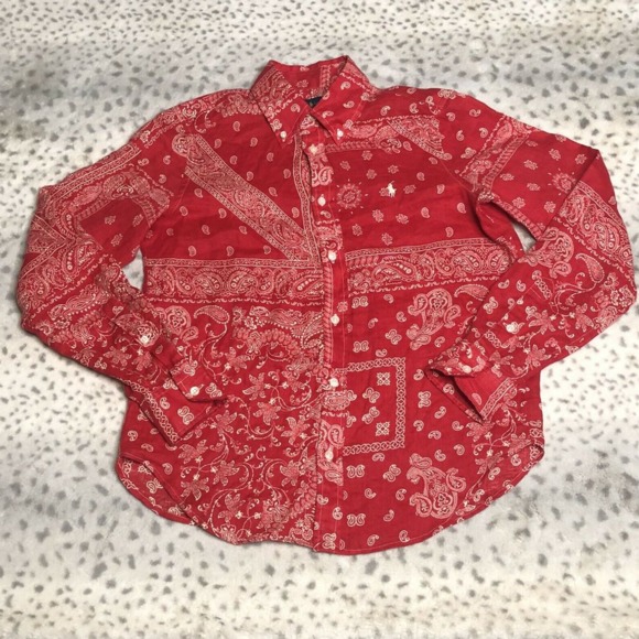 ralph lauren red bandana shirt